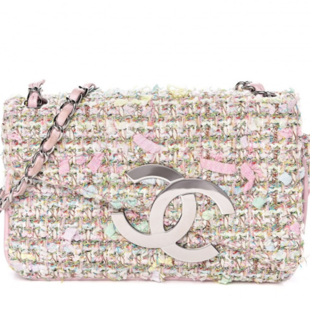 Authentic Chanel Tweed CC Flap Multicolor Bag